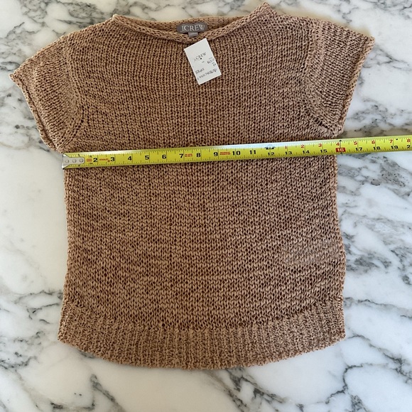 NWT J Crew Top Women’s M Tan Textured Sweater Tee Loose Knit Boho - pull flaws - Picture 7 of 12